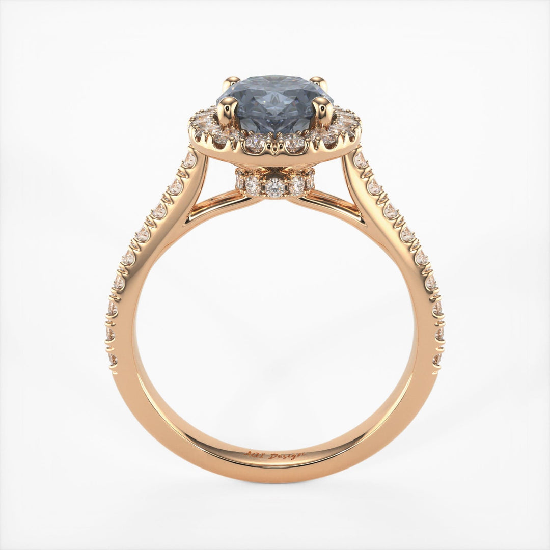 AGI Design Emory Oval Grey Moissanite Engagement Ring