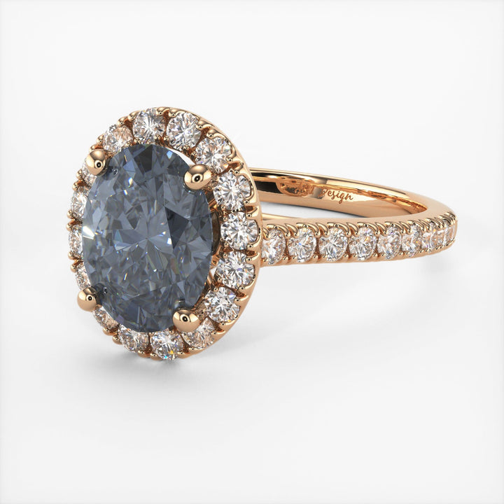 AGI Design Emory Oval Grey Moissanite Engagement Ring