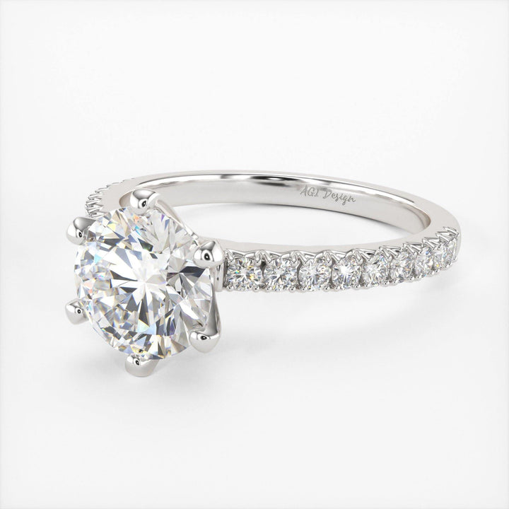 AGIDesignShop Fiona  Round Moissanite Engagement Ring