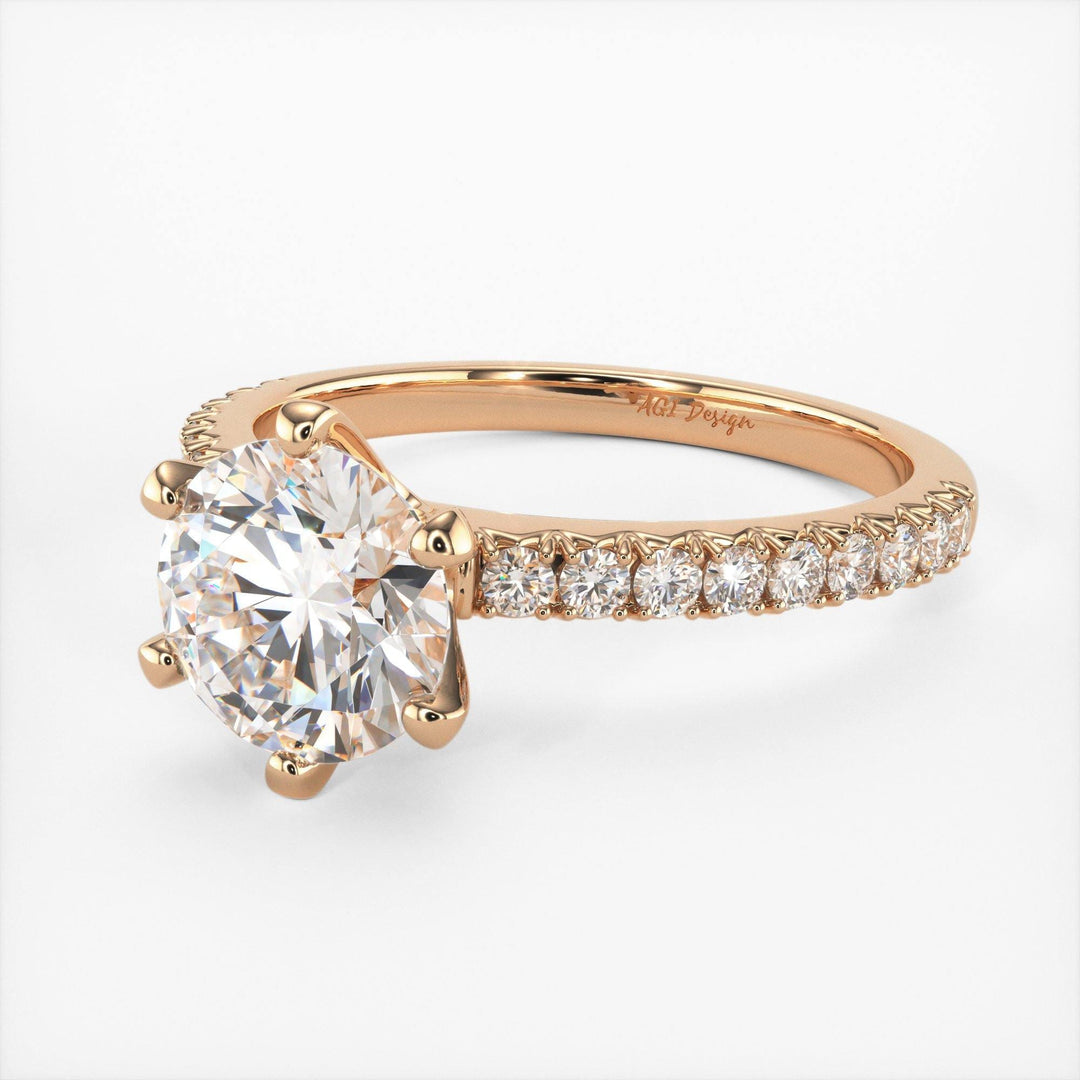 AGIDesignShop Fiona  Round Moissanite Engagement Ring