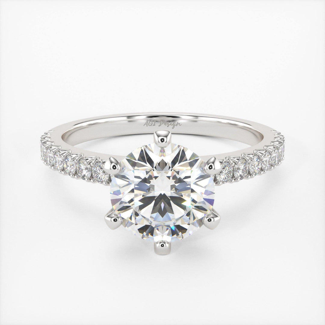 AGIDesignShop Fiona  Round Moissanite Engagement Ring
