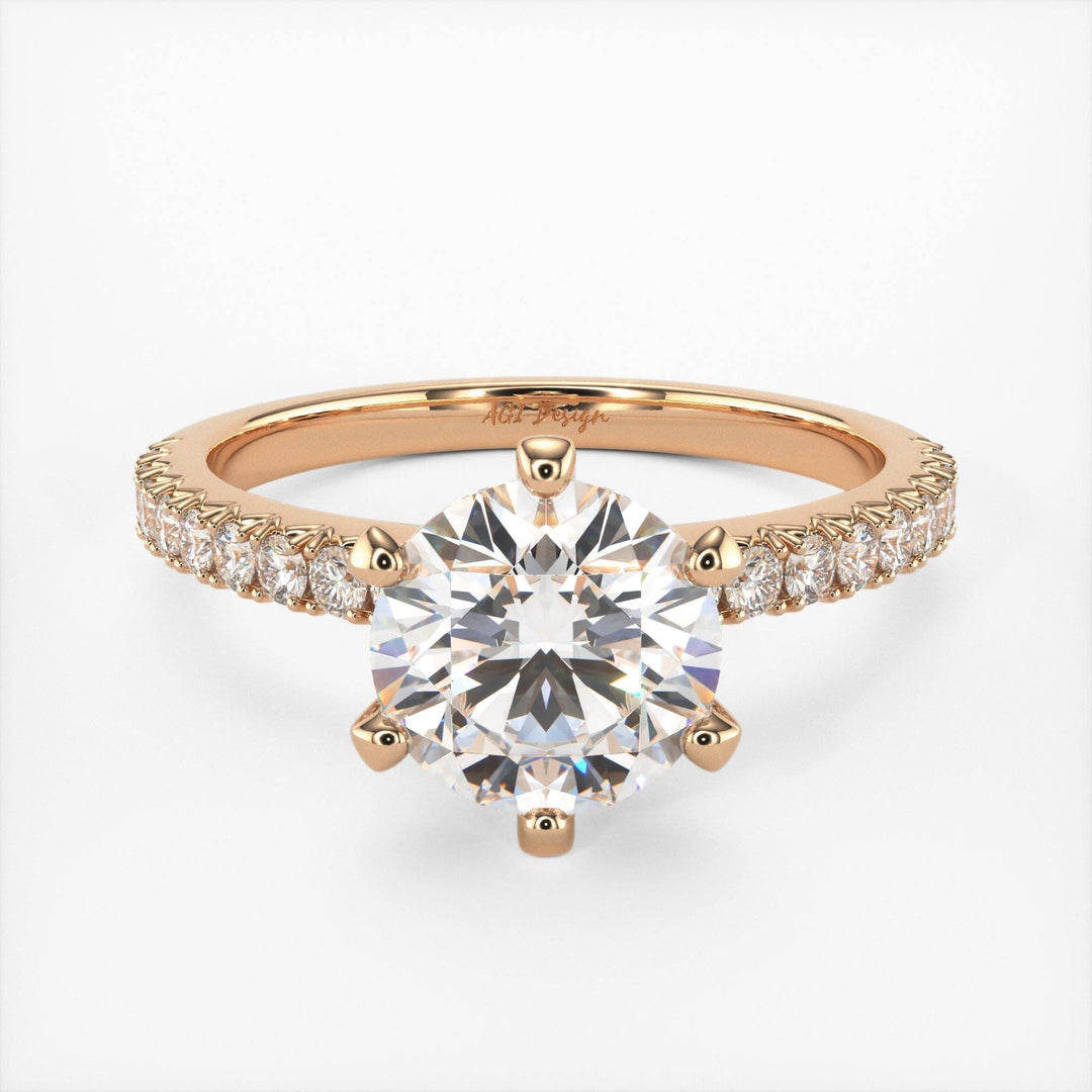 AGIDesignShop Fiona  Round Moissanite Engagement Ring