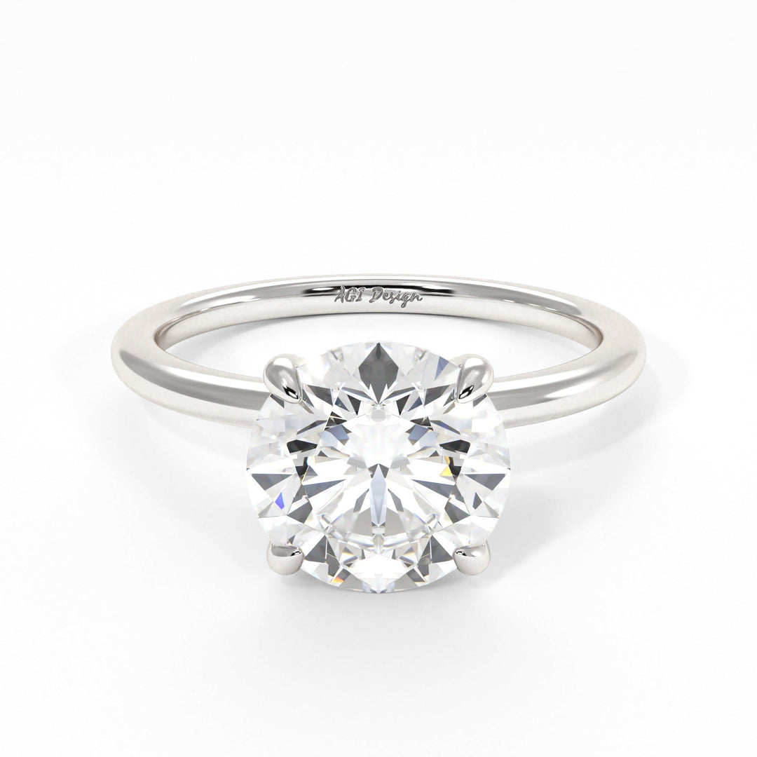 AGIDesignShop Grace Round Moissanite Collar Engagement Ring