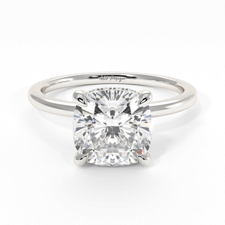 AGIDesignShop Jade Cushion Cut Moissanite Engagement Ring