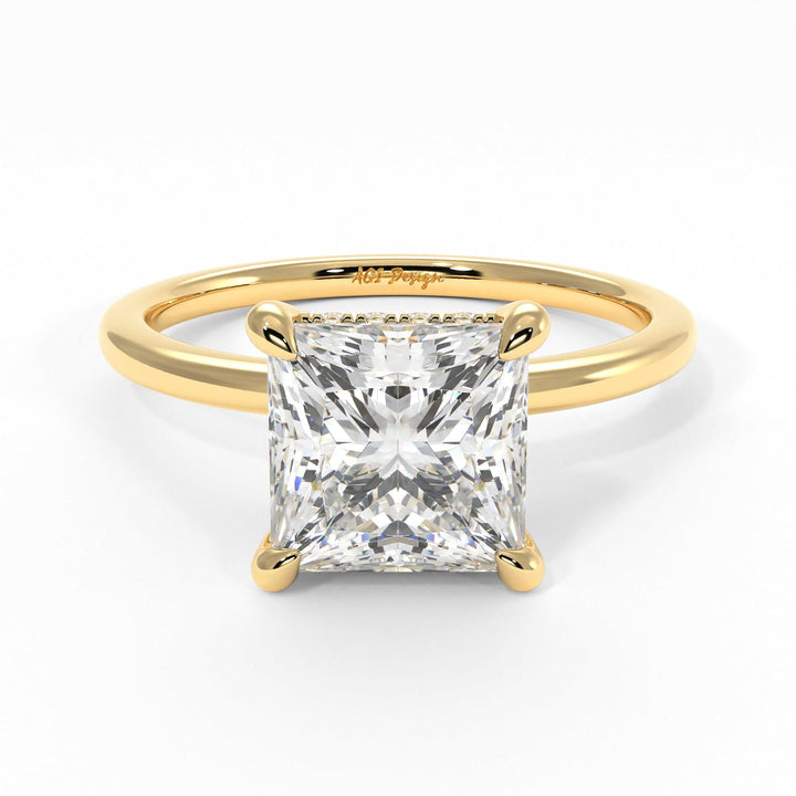 AGIDesignShop Jade Princess Cut Moissanite Engagement Ring