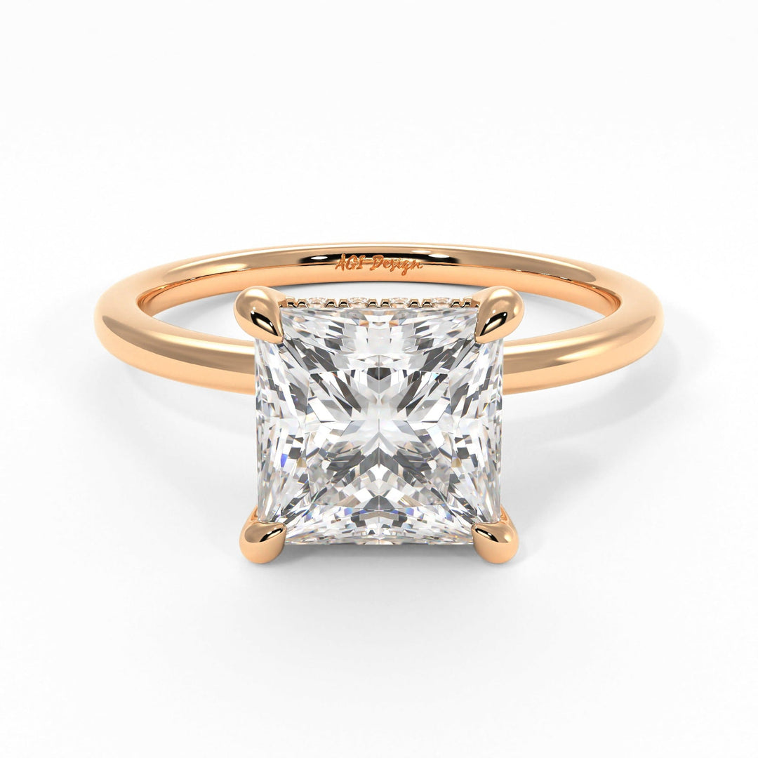 AGIDesignShop Jade Princess Cut Moissanite Engagement Ring
