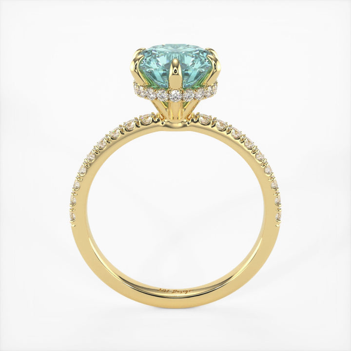 AGI Design Jenny Round Aqua-Teal Moissanite Engagement Ring