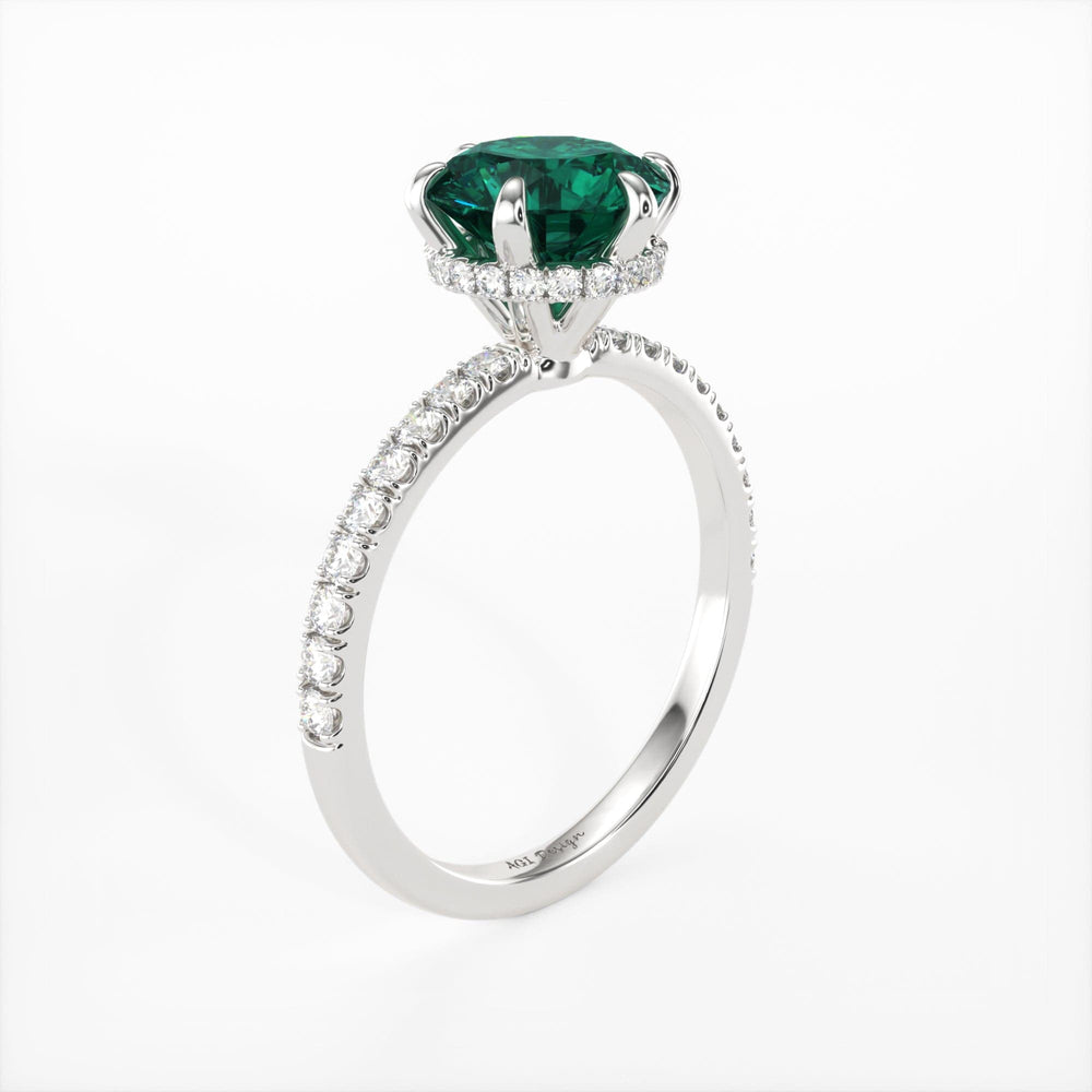 AGI Design Jenny Round Green Moissanite Engagement Ring