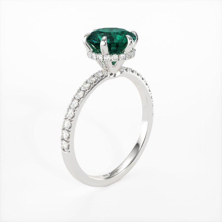 AGI Design Jenny Round Green Moissanite Engagement Ring