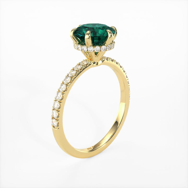 AGI Design Jenny Round Green Moissanite Engagement Ring