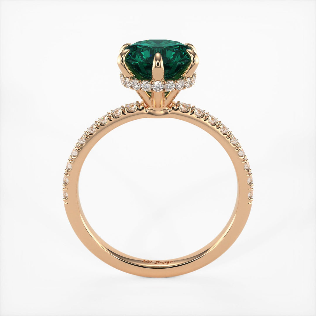 AGI Design Jenny Round Green Moissanite Engagement Ring