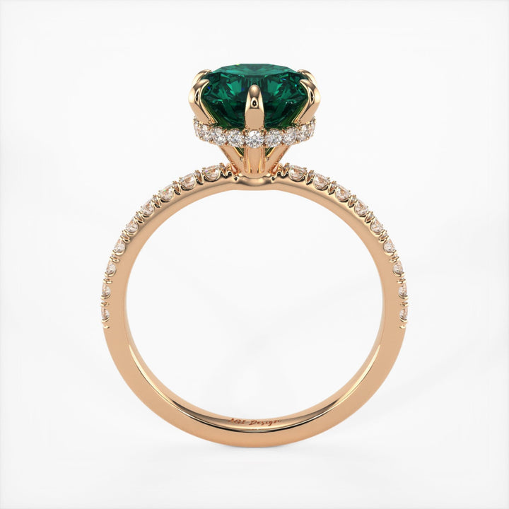 AGI Design Jenny Round Green Moissanite Engagement Ring