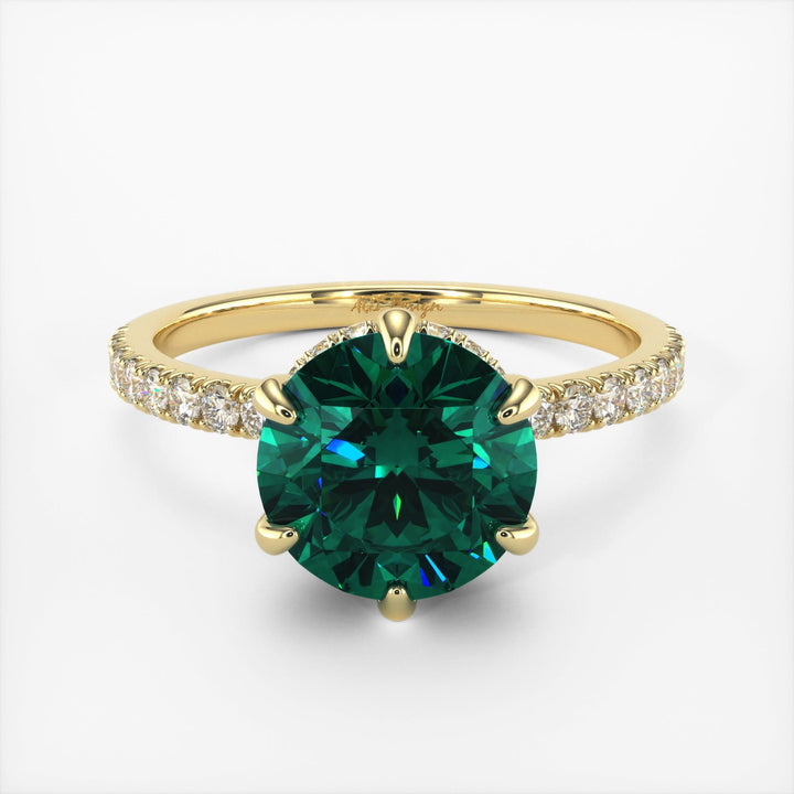 AGI Design Jenny Round Green Moissanite Engagement Ring