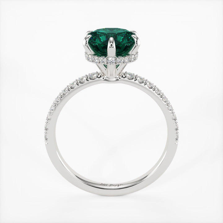 AGI Design Jenny Round Green Moissanite Engagement Ring