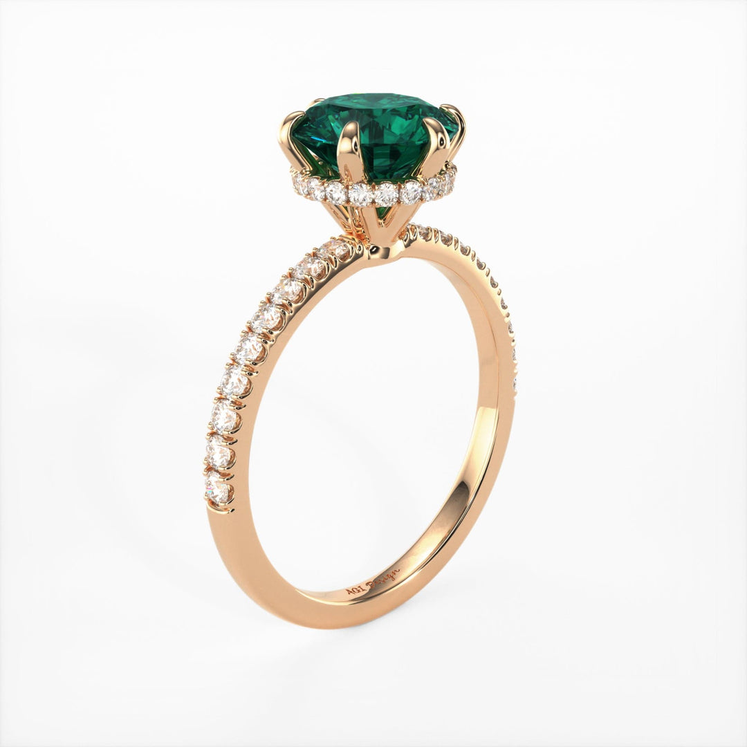 AGI Design Jenny Round Green Moissanite Engagement Ring