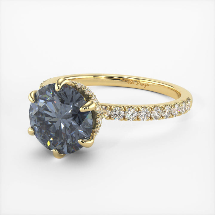 AGI Design Jenny Round Grey Moissanite Engagement Ring