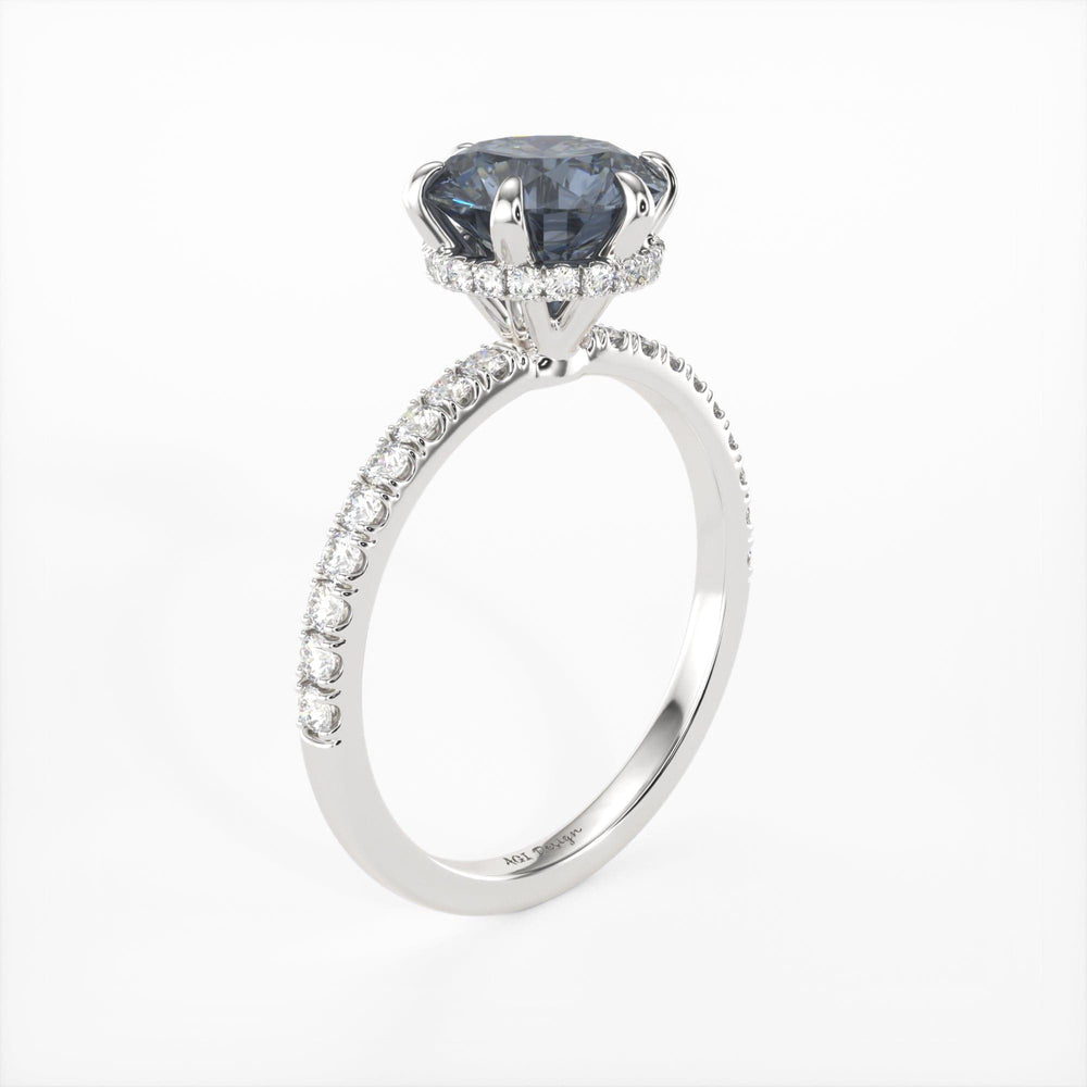 AGI Design Jenny Round Grey Moissanite Engagement Ring