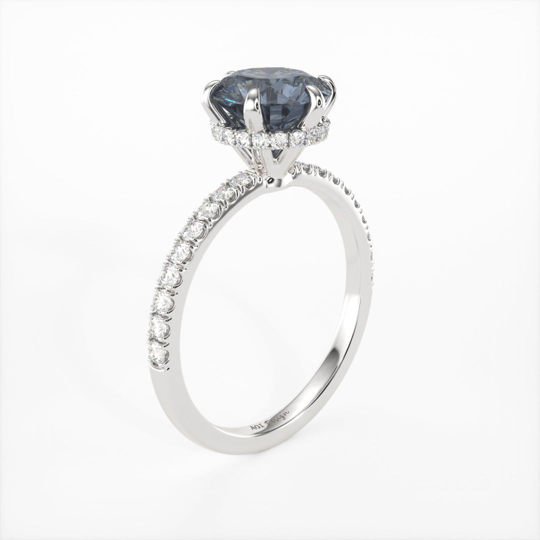 AGI Design Jenny Round Grey Moissanite Engagement Ring