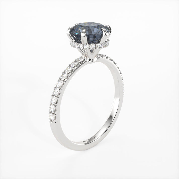AGI Design Jenny Round Grey Moissanite Engagement Ring