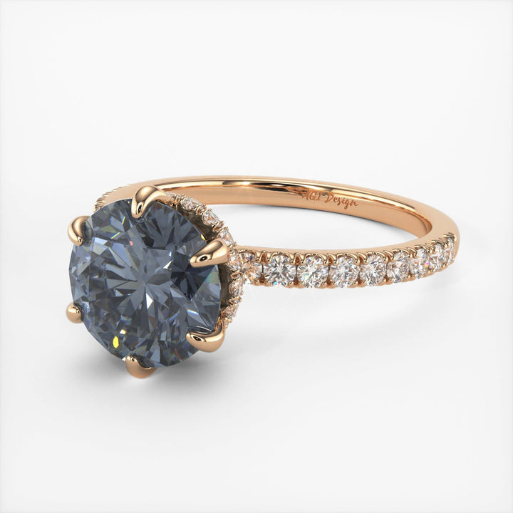 AGI Design Jenny Round Grey Moissanite Engagement Ring