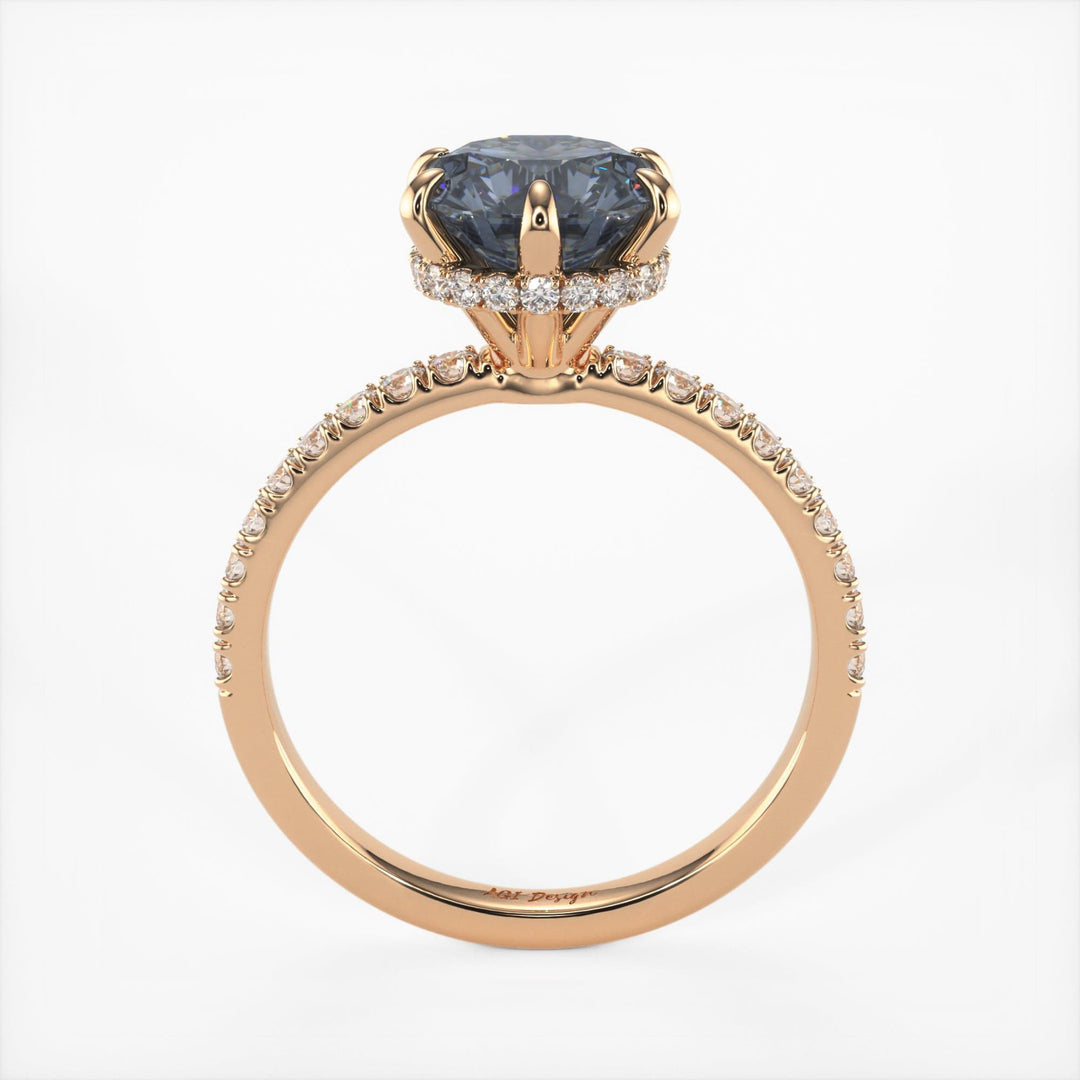 AGI Design Jenny Round Grey Moissanite Engagement Ring