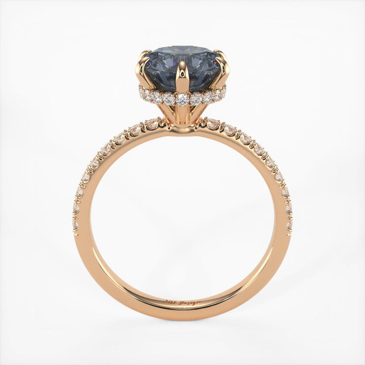 AGI Design Jenny Round Grey Moissanite Engagement Ring