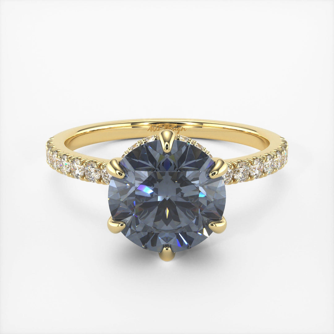 AGI Design Jenny Round Grey Moissanite Engagement Ring