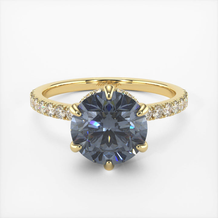 AGI Design Jenny Round Grey Moissanite Engagement Ring