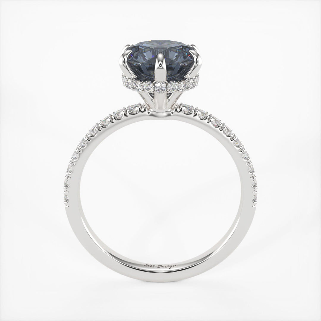 AGI Design Jenny Round Grey Moissanite Engagement Ring