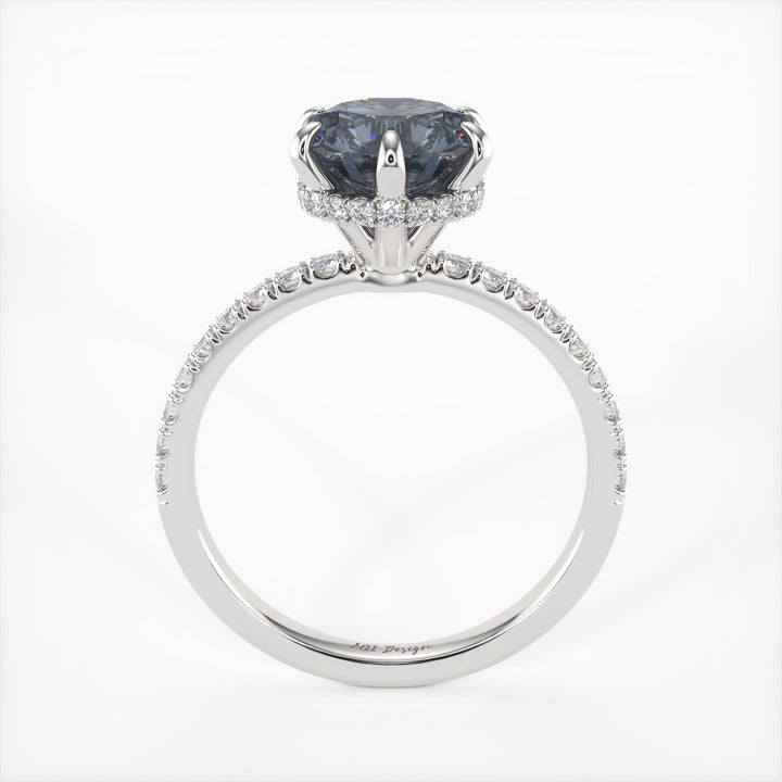AGI Design Jenny Round Grey Moissanite Engagement Ring