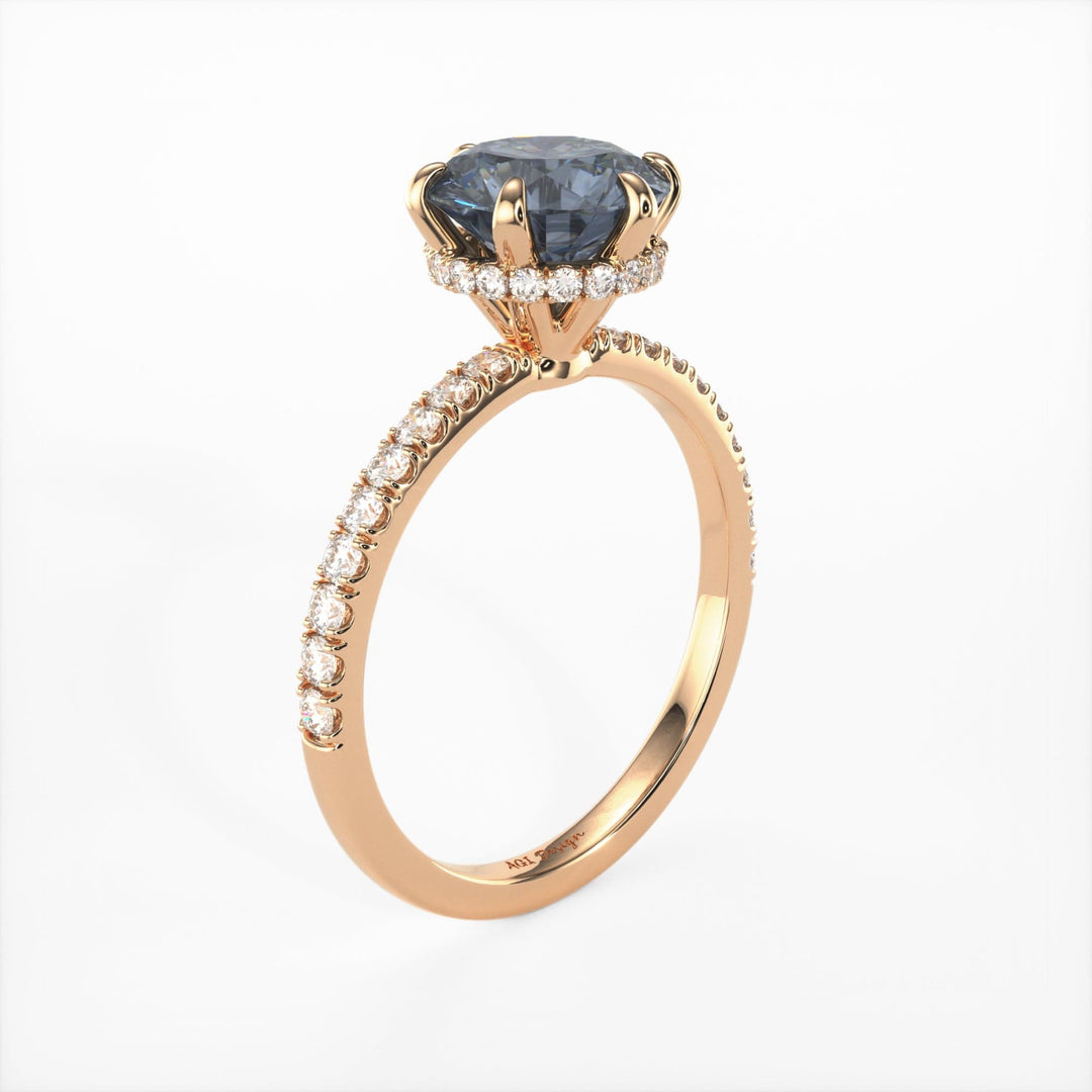 AGI Design Jenny Round Grey Moissanite Engagement Ring