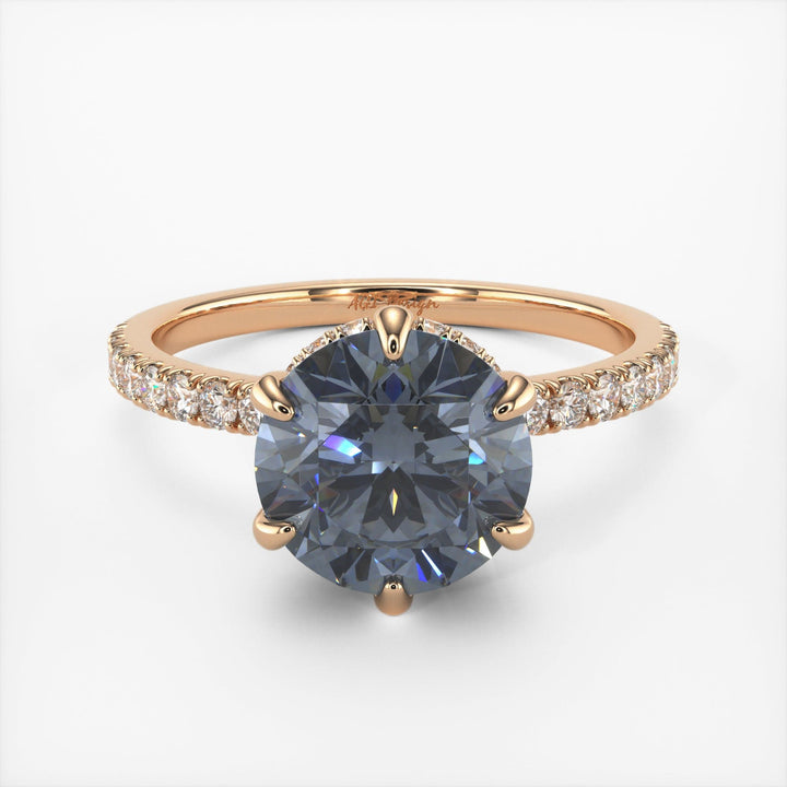 AGI Design Jenny Round Grey Moissanite Engagement Ring