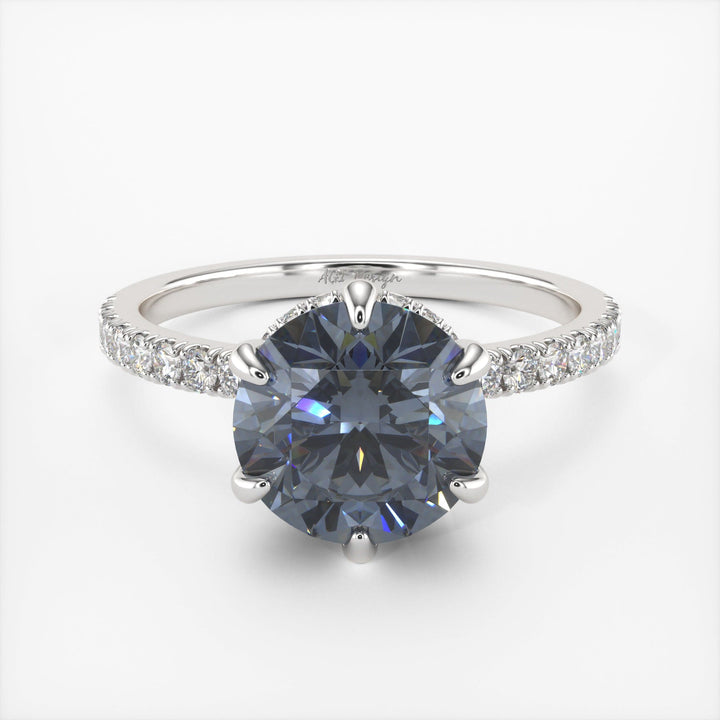 AGI Design Jenny Round Grey Moissanite Engagement Ring