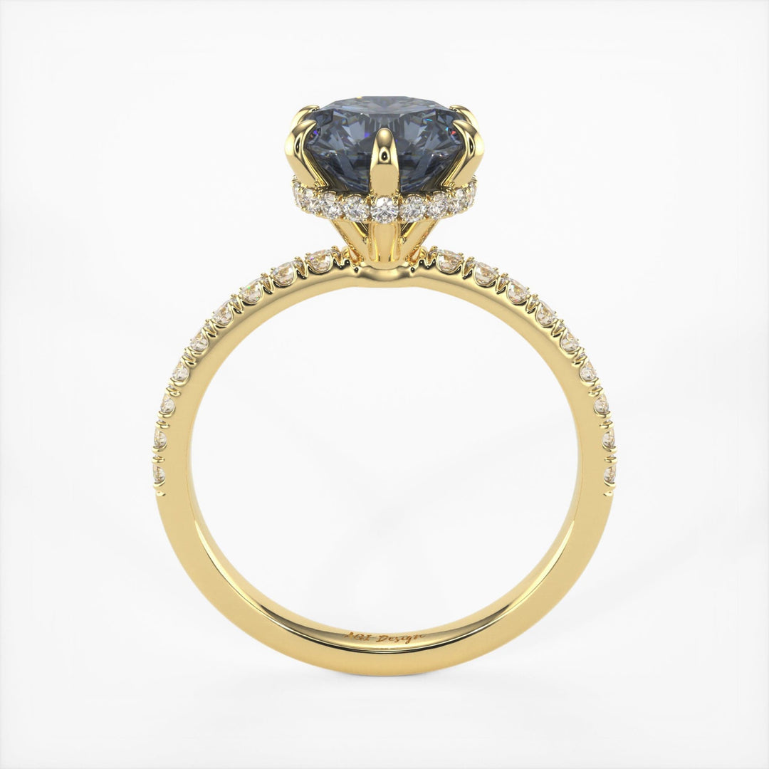 AGI Design Jenny Round Grey Moissanite Engagement Ring