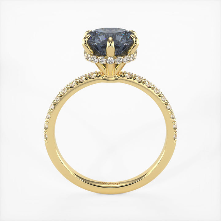 AGI Design Jenny Round Grey Moissanite Engagement Ring