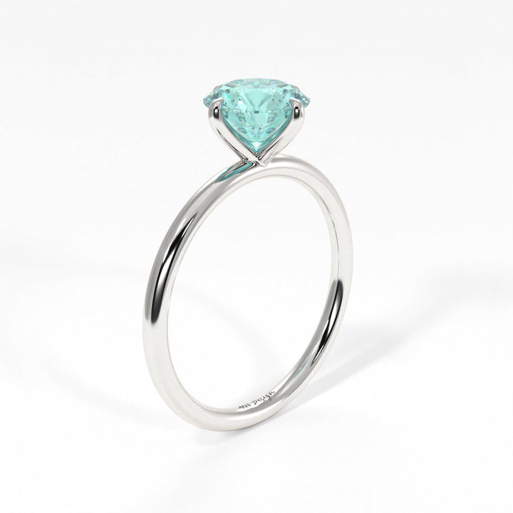 AGI Design Lisa Round Aqua-Teal Moissanite Engagement Ring