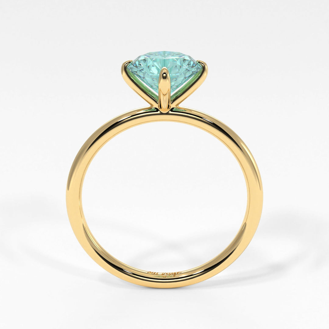 AGI Design Lisa Round Aqua-Teal Moissanite Engagement Ring