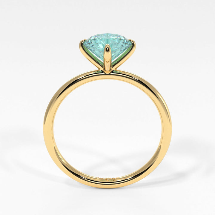 AGI Design Lisa Round Aqua-Teal Moissanite Engagement Ring