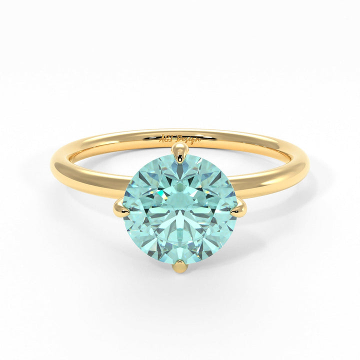 AGI Design Lisa Round Aqua-Teal Moissanite Engagement Ring