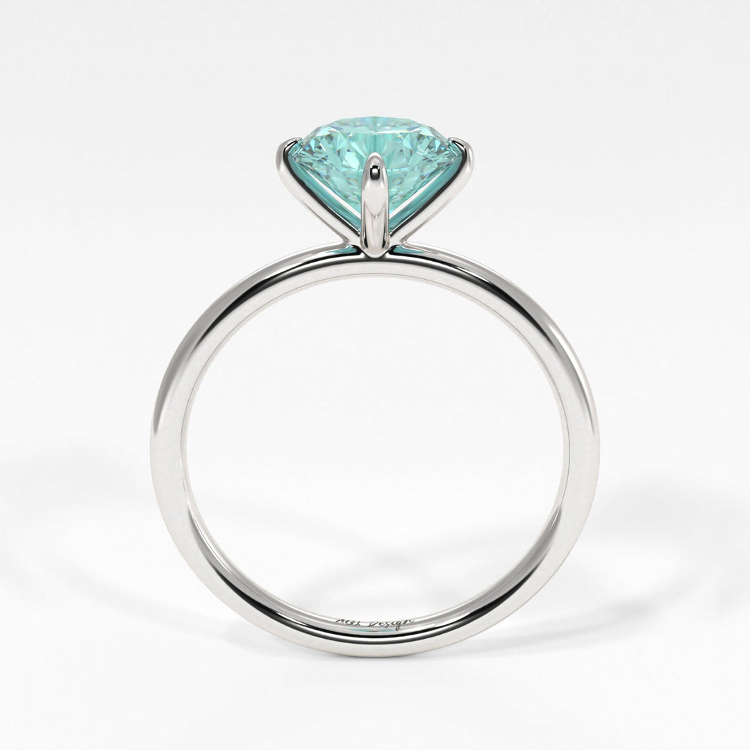 AGI Design Lisa Round Aqua-Teal Moissanite Engagement Ring