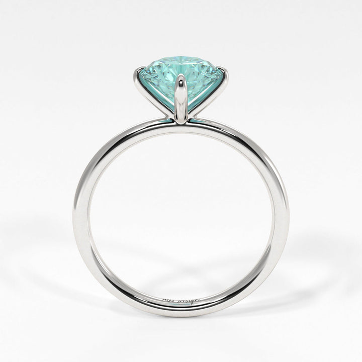 AGI Design Lisa Round Aqua-Teal Moissanite Engagement Ring