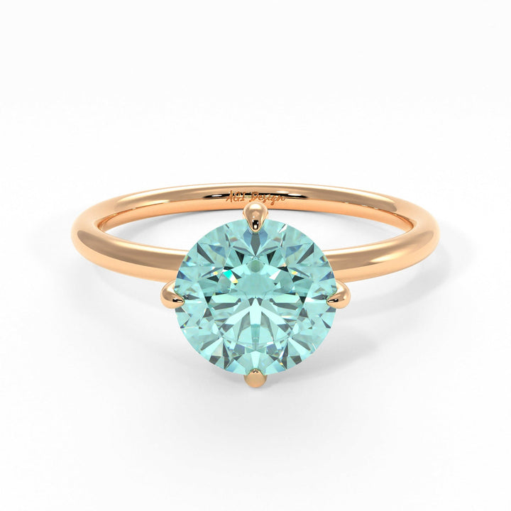 AGI Design Lisa Round Aqua-Teal Moissanite Engagement Ring
