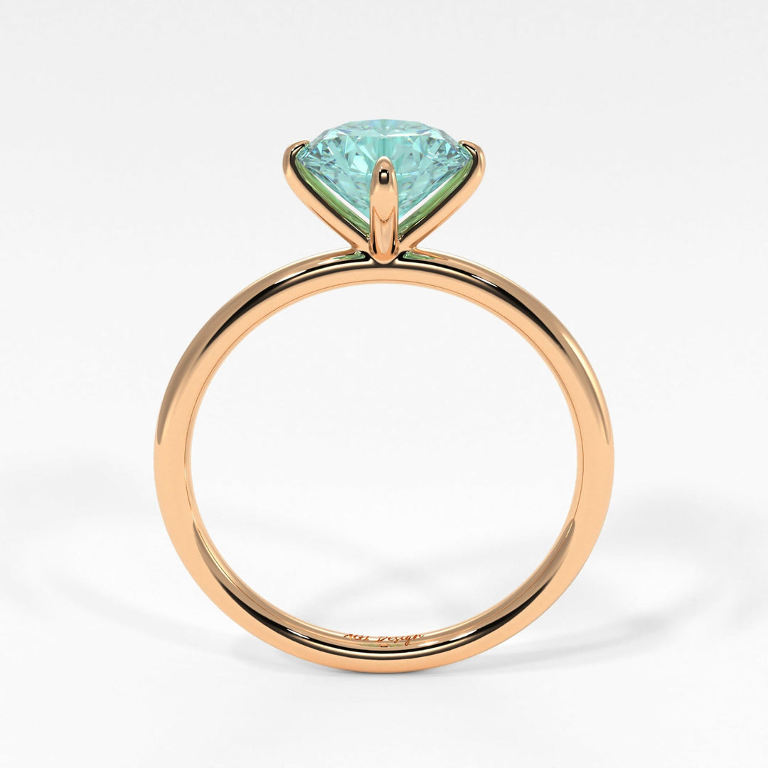 AGI Design Lisa Round Aqua-Teal Moissanite Engagement Ring