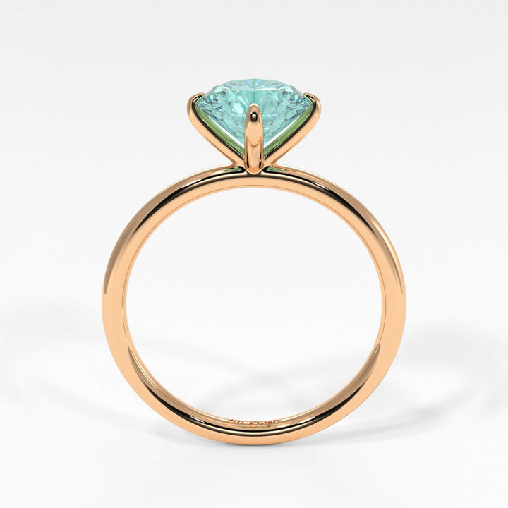 AGI Design Lisa Round Aqua-Teal Moissanite Engagement Ring