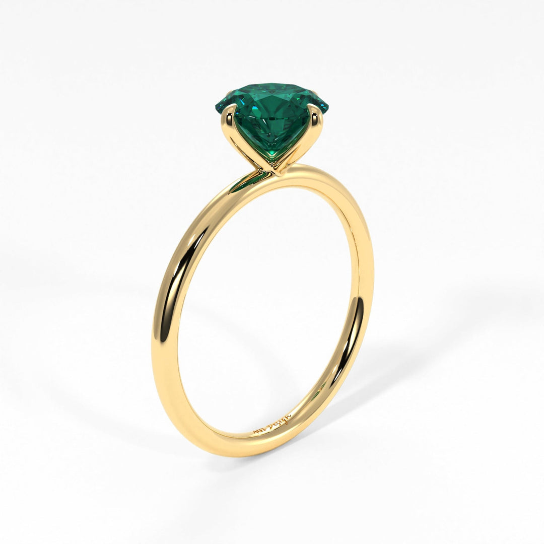 AGI Design Lisa Round Green Moissanite Engagement Ring