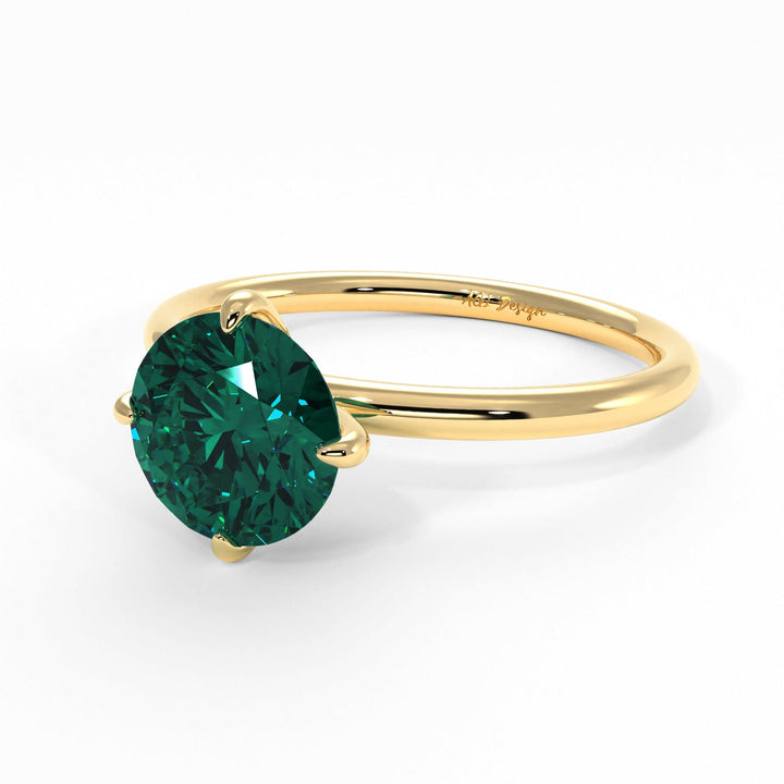 AGI Design Lisa Round Green Moissanite Engagement Ring