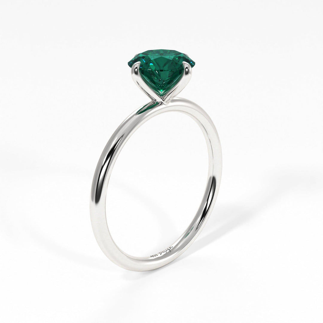 AGI Design Lisa Round Green Moissanite Engagement Ring