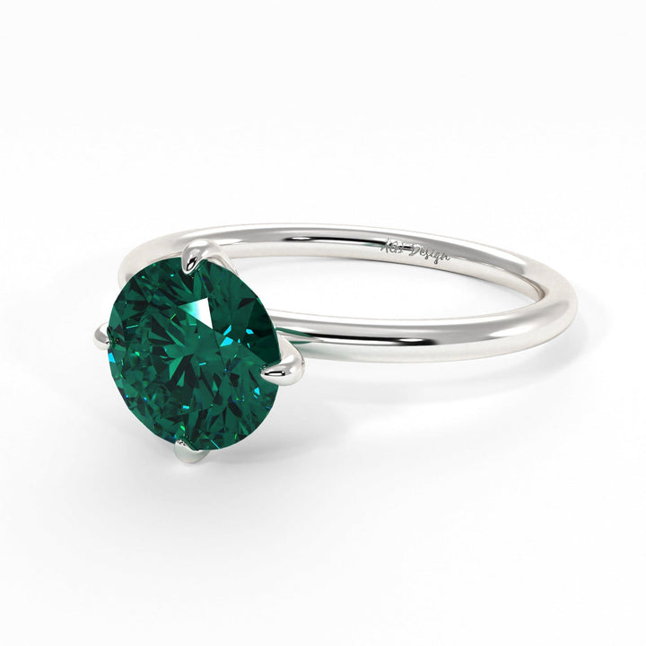 AGI Design Lisa Round Green Moissanite Engagement Ring