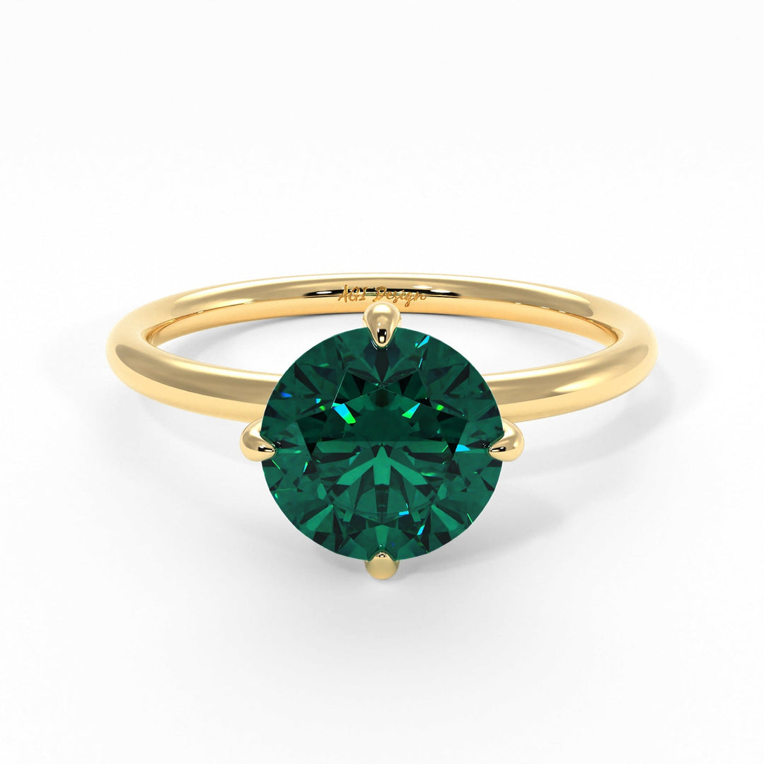 AGI Design Lisa Round Green Moissanite Engagement Ring