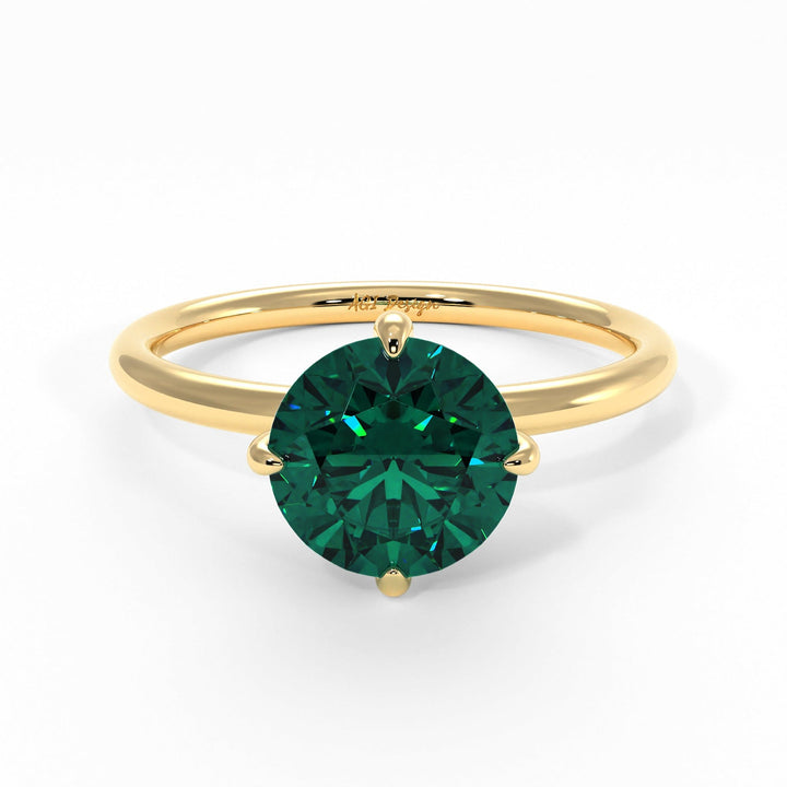 AGI Design Lisa Round Green Moissanite Engagement Ring